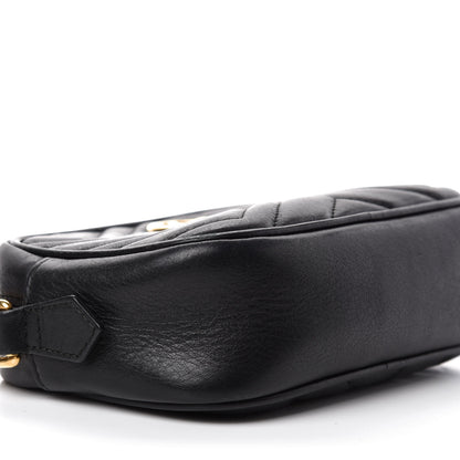 Gucci Calfskin Matelasse Mini GG Marmont Chain Shoulder Bag Black 6 of 10
