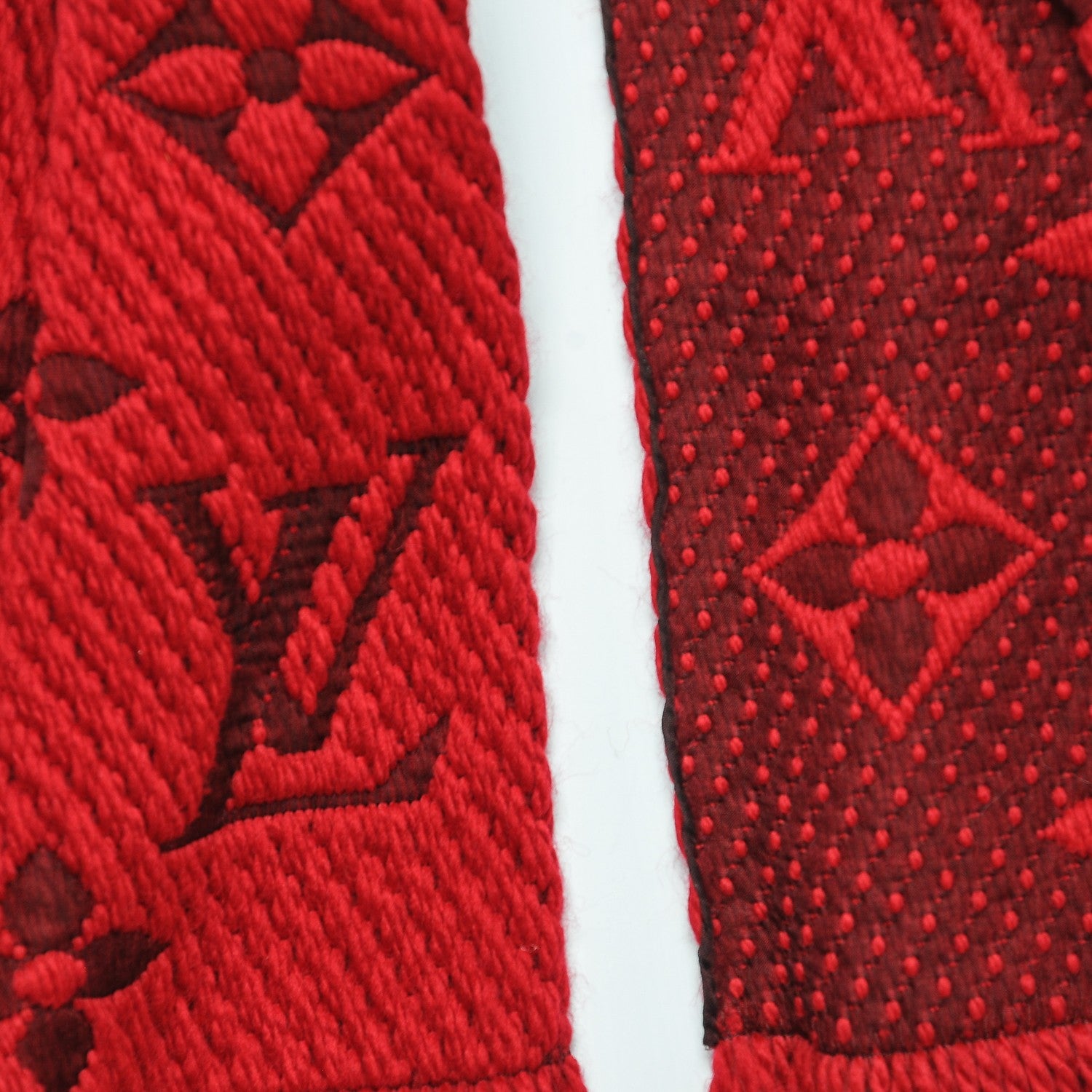 Louis Vuitton Wool Silk Logomania Scarf Rubis 3 of 4