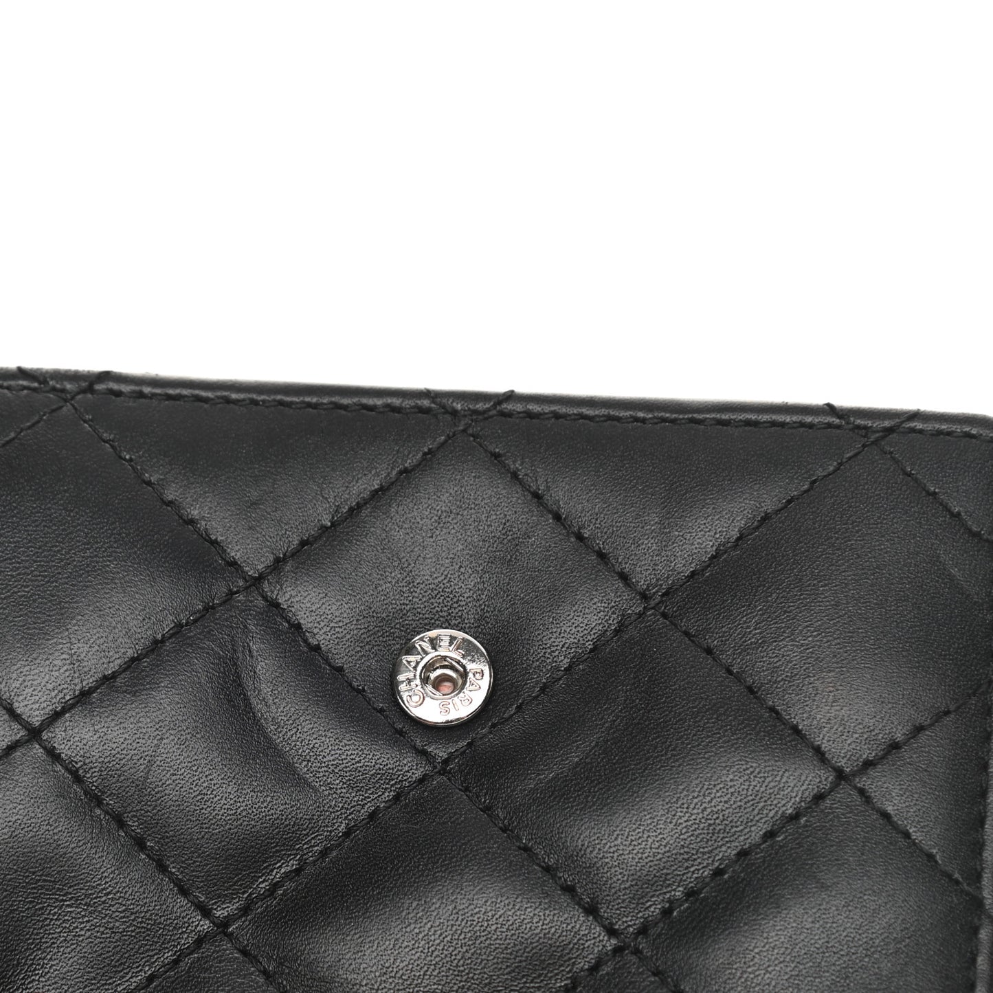 Calfskin Quilted Cambon Bi-Fold Wallet Black White