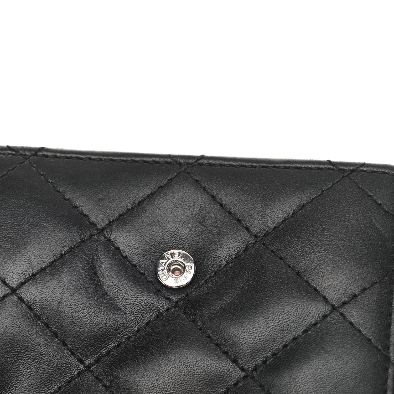 Chanel Calfskin Quilted Cambon Bi-Fold Wallet Black White 9 of 12