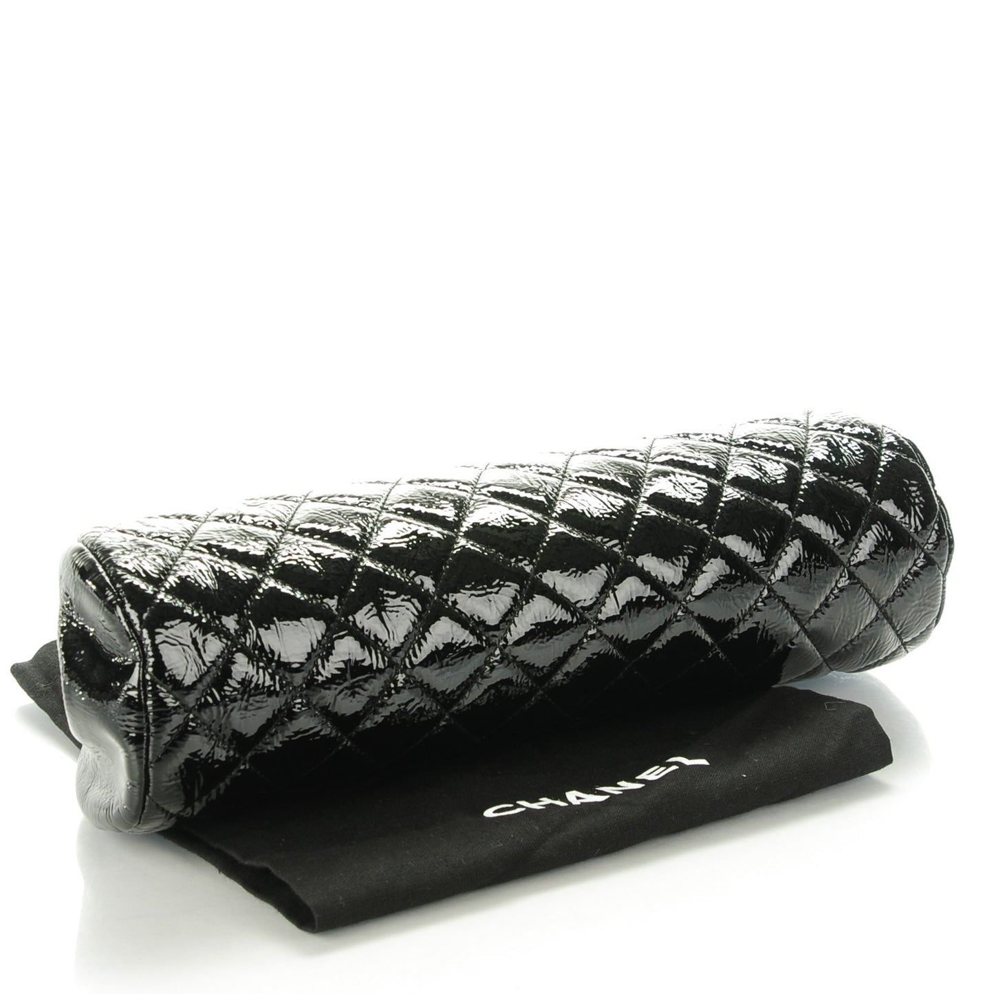 Distressed Patent Quilted Timeless Clutch Black