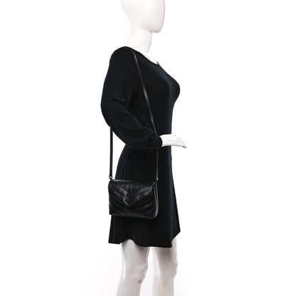 Saint Laurent Calfskin Y Quilted Monogram Monochrome Toy Loulou Crossbody Bag Black 2 of 10