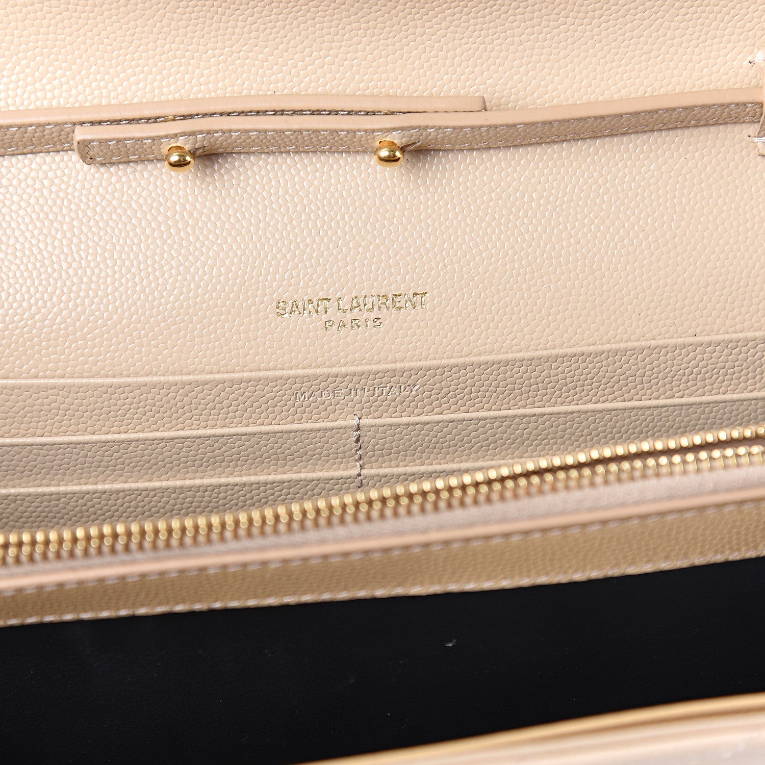 Saint Laurent Grain De Poudre Matelasse Chevron Monogram Chain Wallet Nude Powder 5 of 7