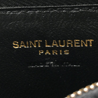Saint Laurent Grain De Poudre Matelasse Chevron Monogram Fragments Zippered Card Case Black 6 of 10