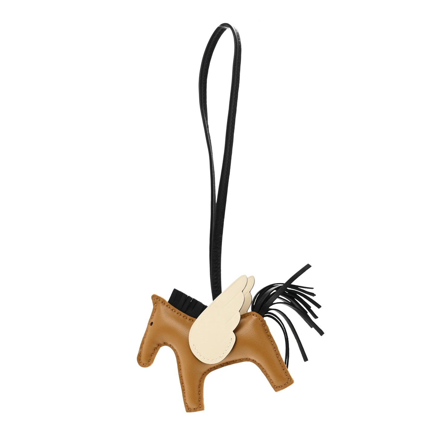 Milo Lambskin Grigri Rodeo Pegase Horse Bag Charm PM Sesame Black Nata