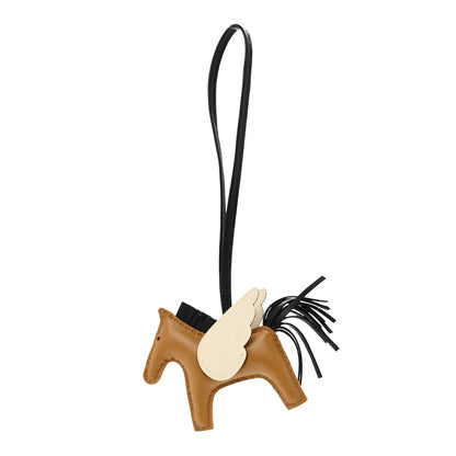 Hermes Milo Lambskin Grigri Rodeo Pegase Horse Bag Charm PM Sesame Black Nata 1 of 6