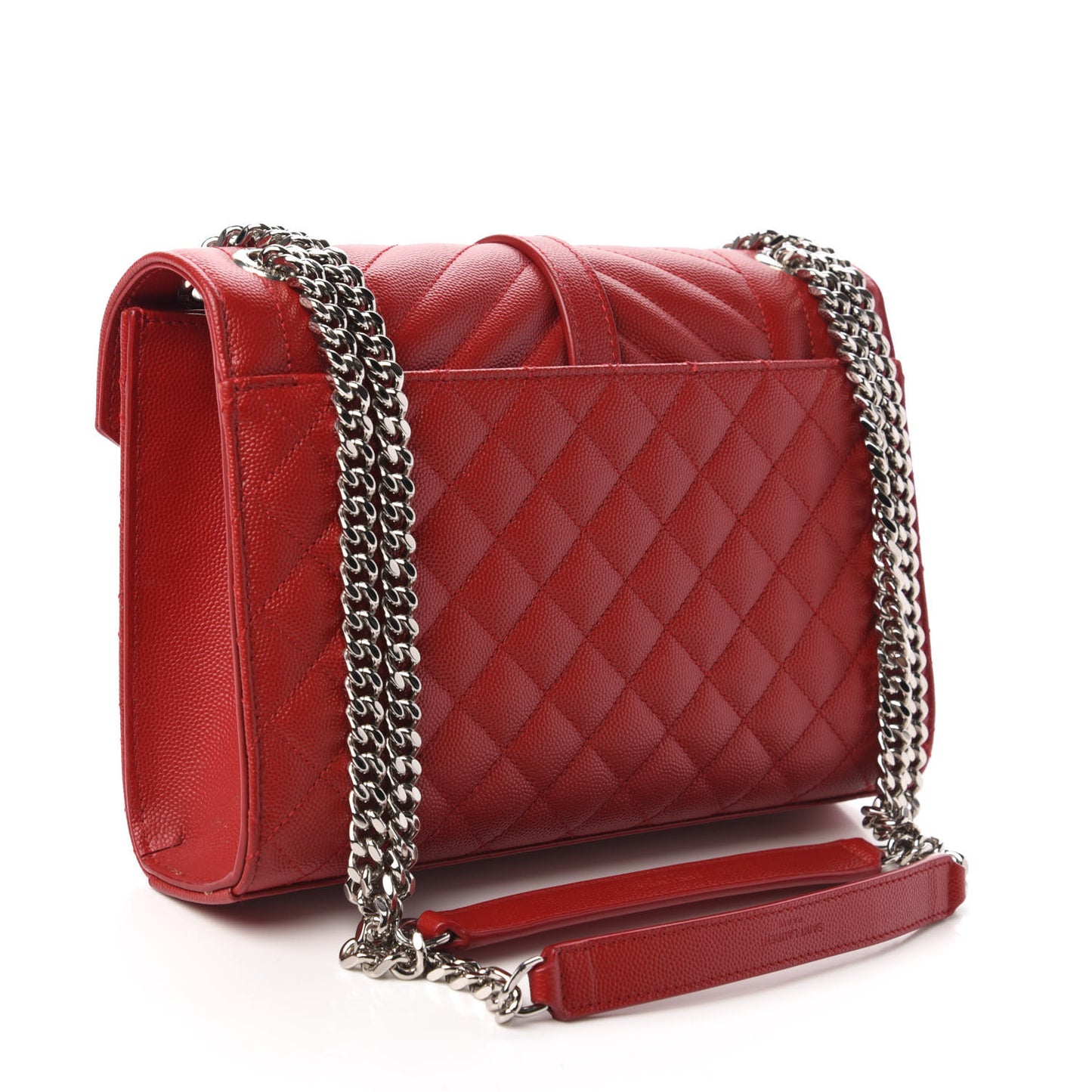 Grain De Poudre Textured Mixed Matelasse Triquilt Medium Monogram Satchel New Red