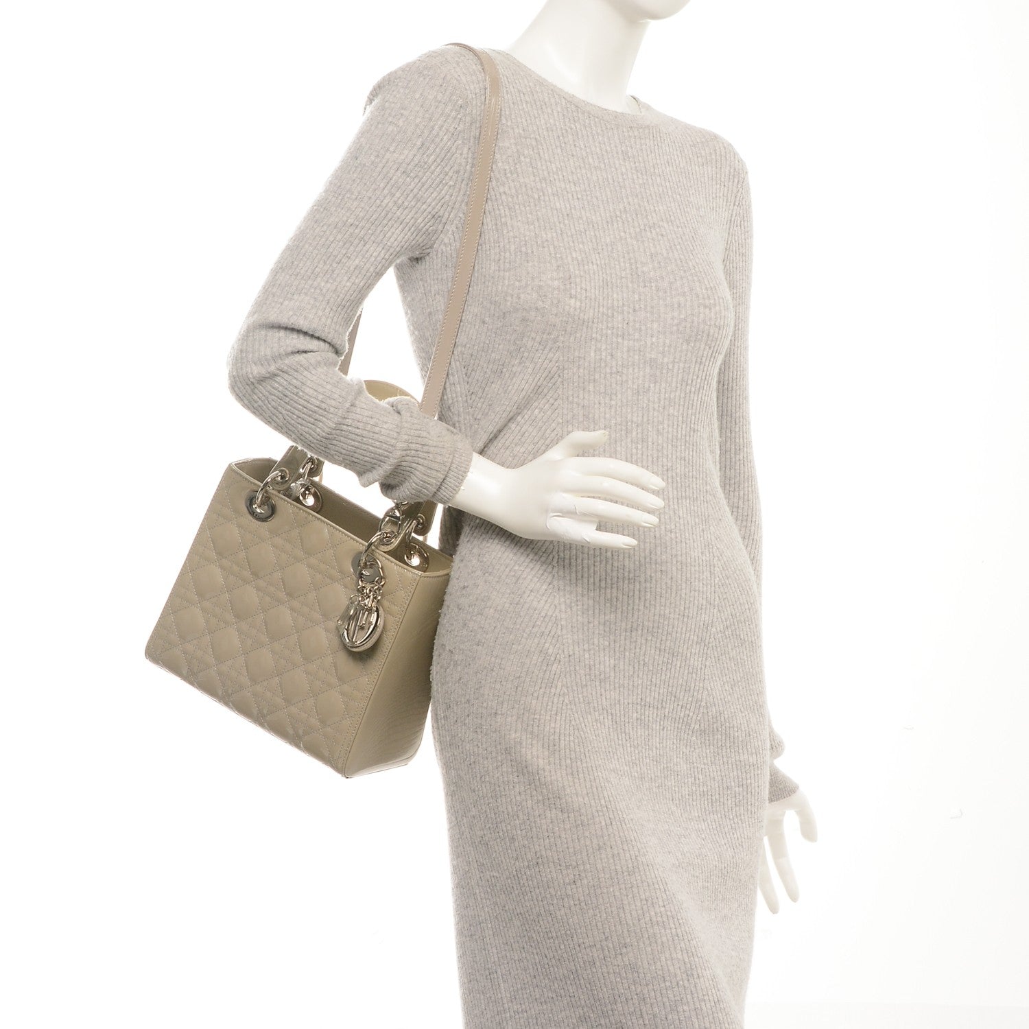 Christian Dior Patent Cannage Medium Lady Dior Grey 2 of 6