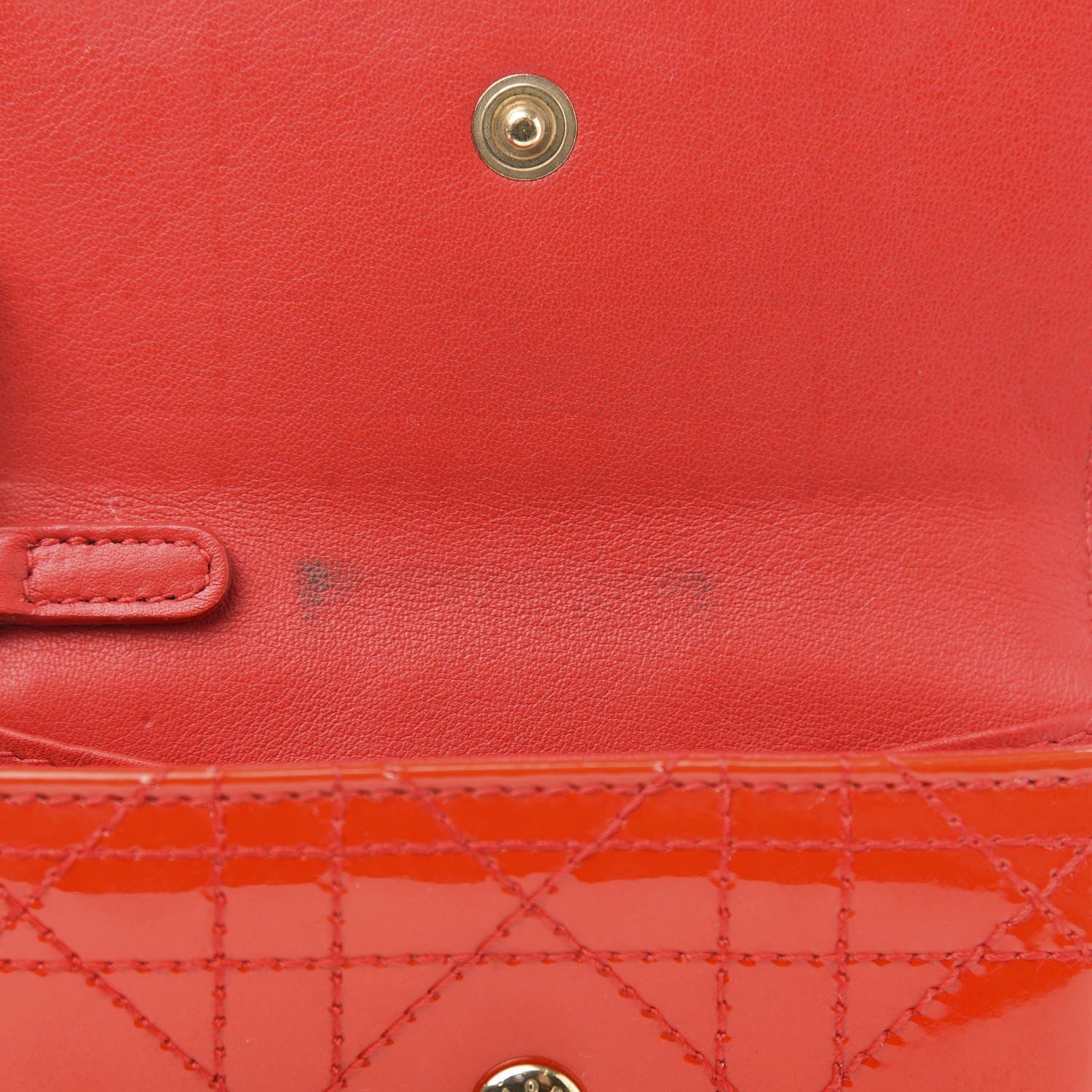 Christian Dior Patent Cannage Lady Dior Compact Wallet Red 11 of 12
