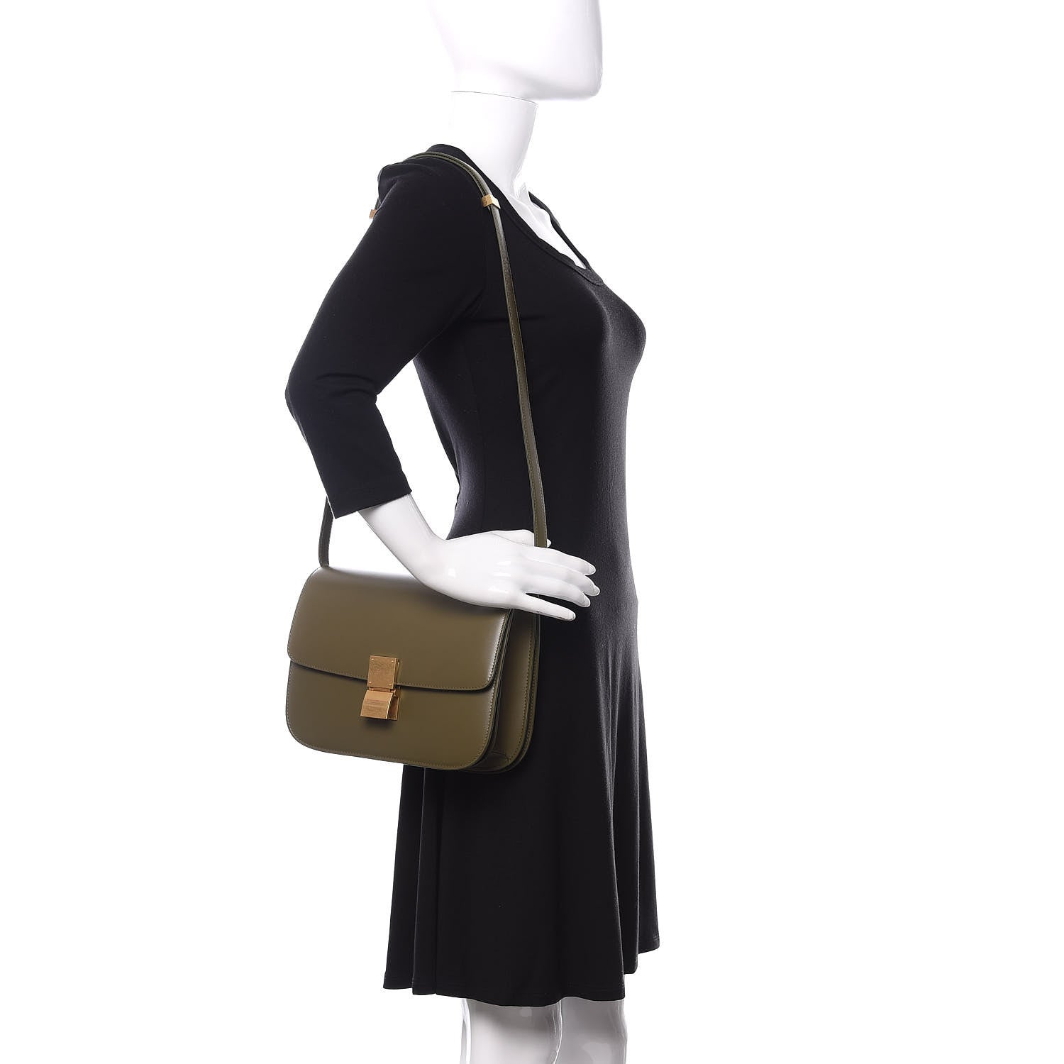 Celine Box Calfskin Classic Box Medium Flap Bag Army Green 2 of 10