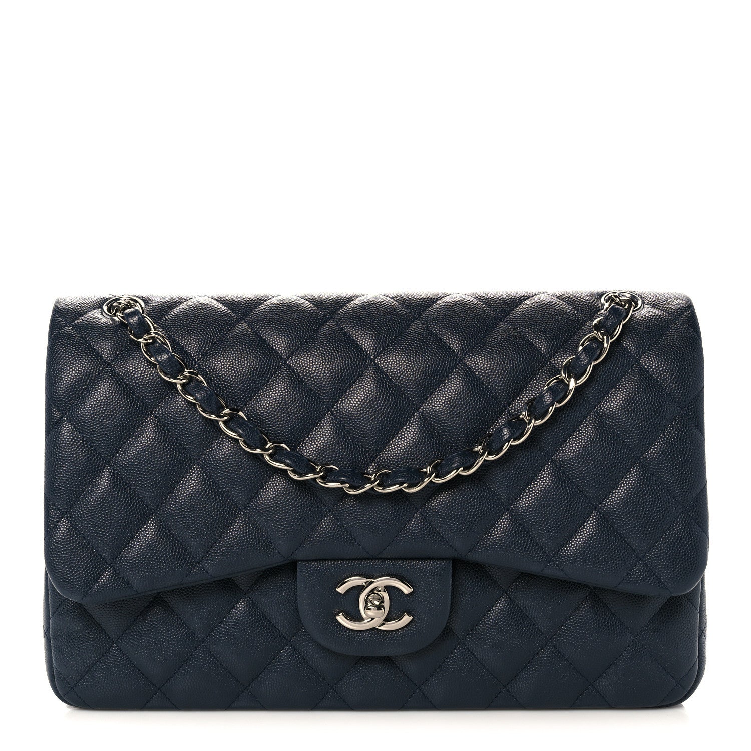 Chanel Caviar Quilted Jumbo Double Flap Navy Blue 1 of 9
