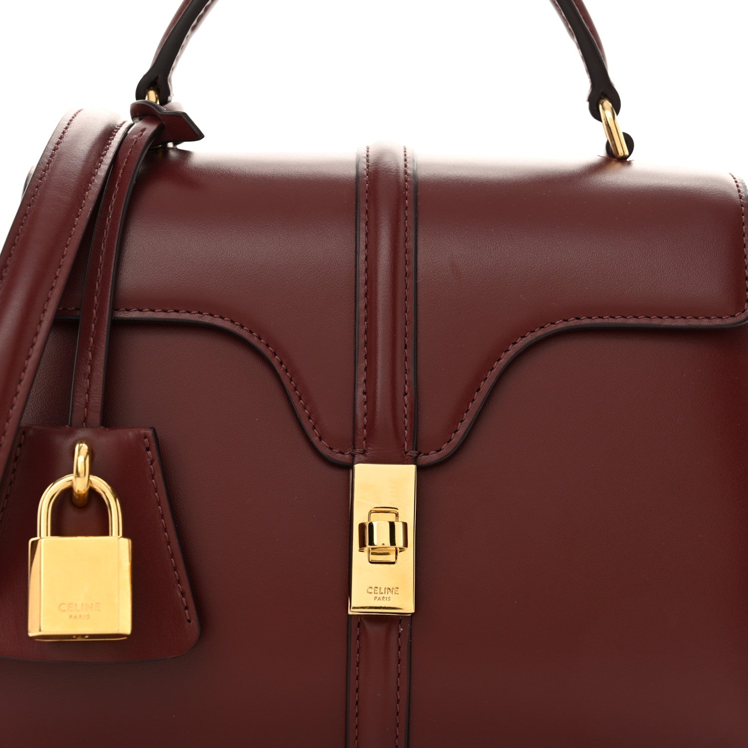 Celine Satinated Calfskin Mini 16 Top Handle Bag Light Burgundy 9 of 11