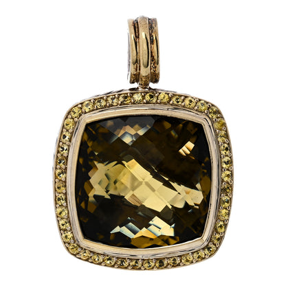 David Yurman Sterling Silver 18K Yellow Gold Yellow Sapphire Lemon Citrine 20mm Albion Enhancer Pendant 1 of 4