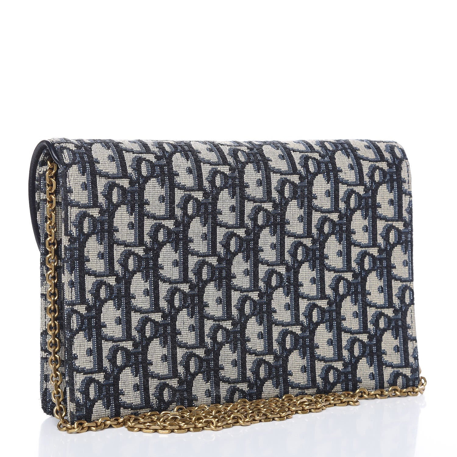 Christian Dior Oblique Saddle Chain Pouch Blue 3 of 8