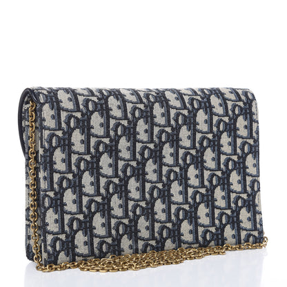 Christian Dior Oblique Saddle Chain Pouch Blue 3 of 8