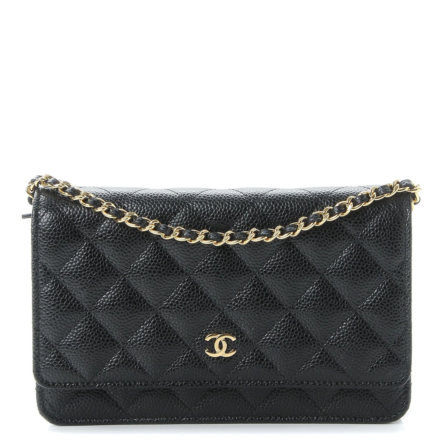 Caviar Quilted Wallet On Chain WOC Black