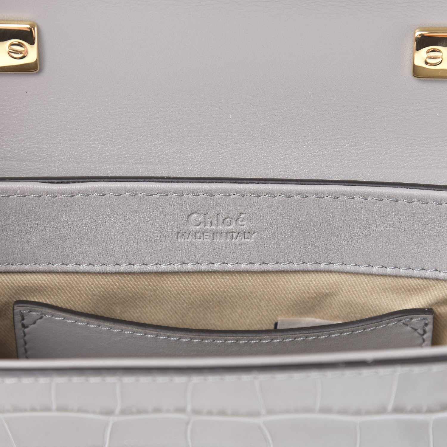 Chloe Calfskin Crocodile Embossed Mini C Bag Stormy Grey 6 of 11