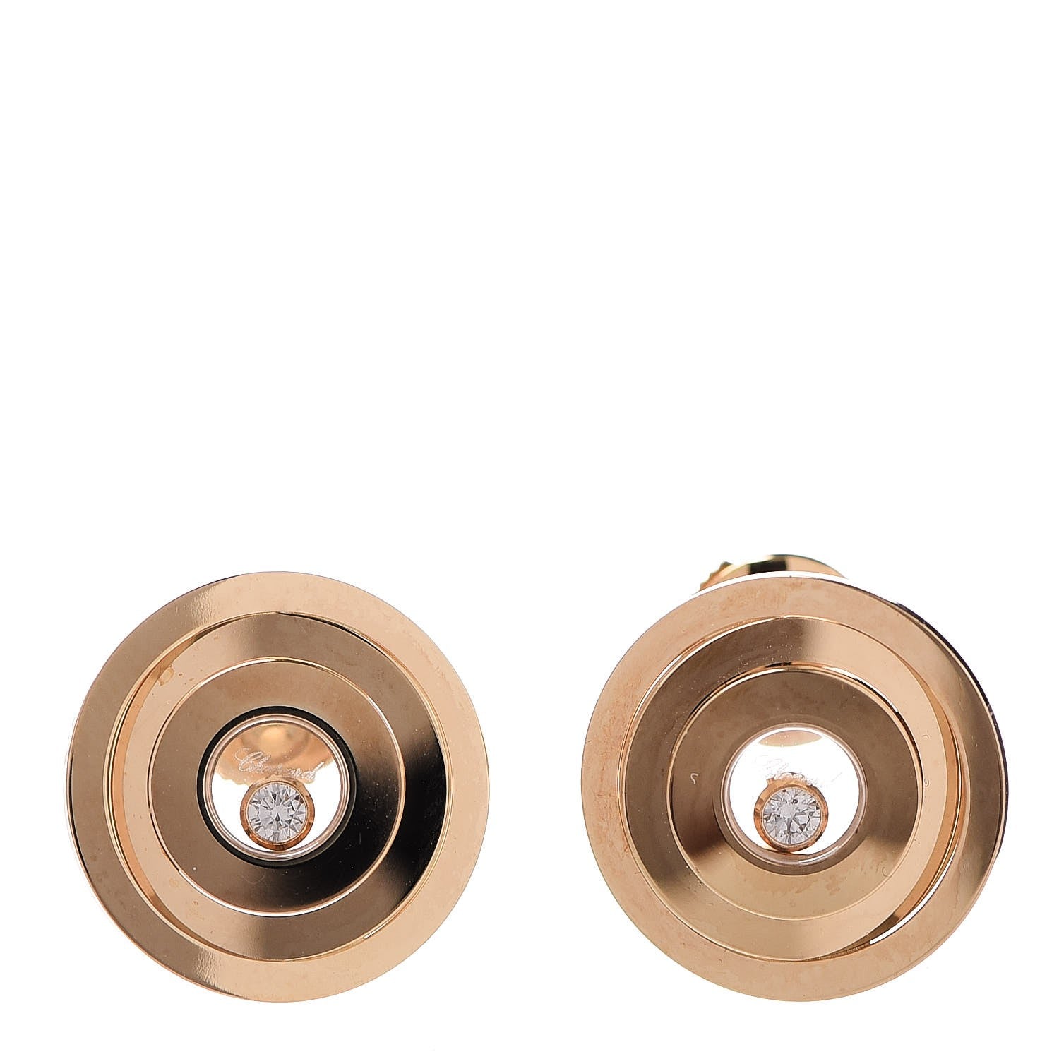Chopard 18K Yellow Gold Diamond Happy Spirit Earrings 1 of 6