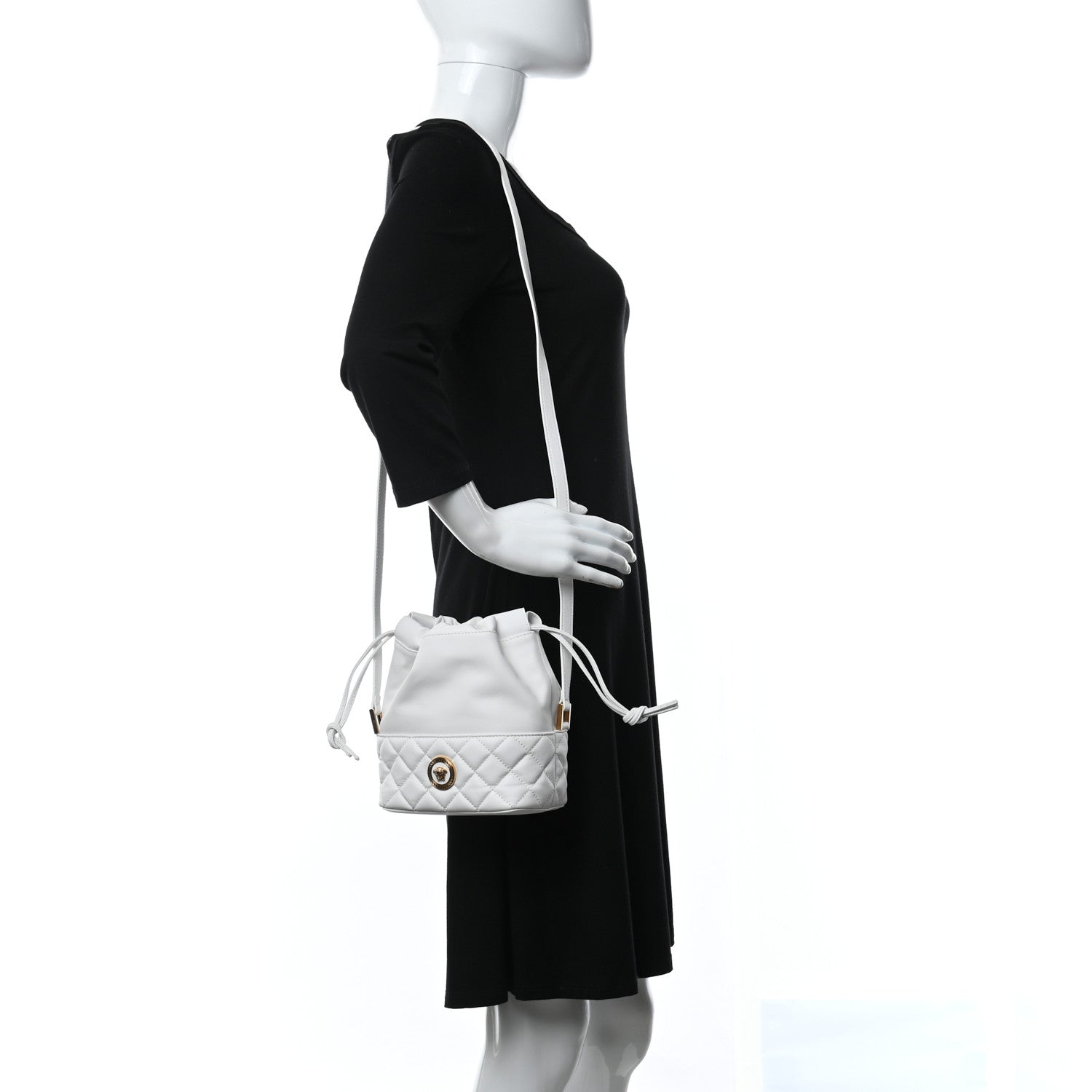 Versace Nappa Quilted Medusa Bucket Bag White 2 of 8