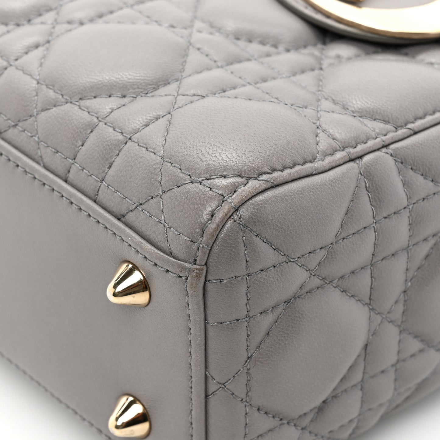 Lambskin Cannage Small Lucky Badges My Lady Dior Grey