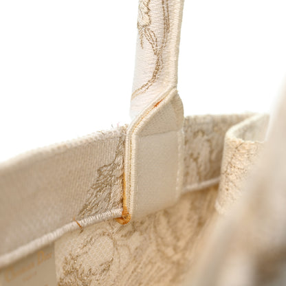 Christian Dior Canvas Embroidered Medium Jardin D'Hiver Book Tote White Gold 10 of 11
