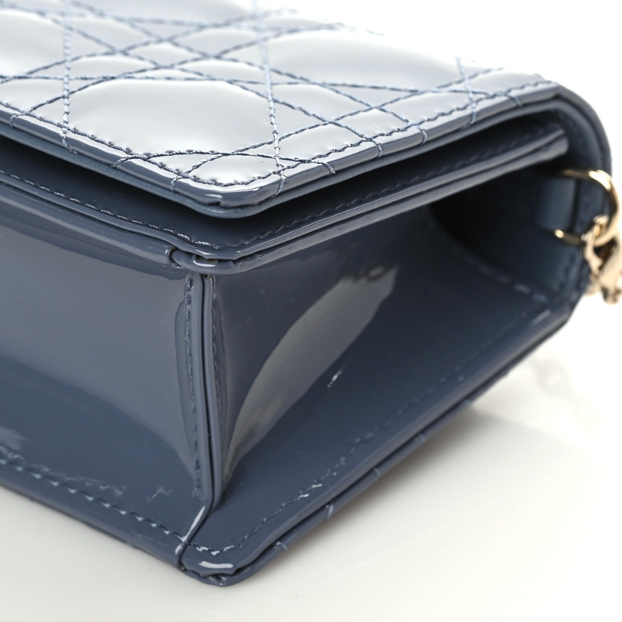 Patent Cannage Nano Lady Dior Pouch Cloud Blue