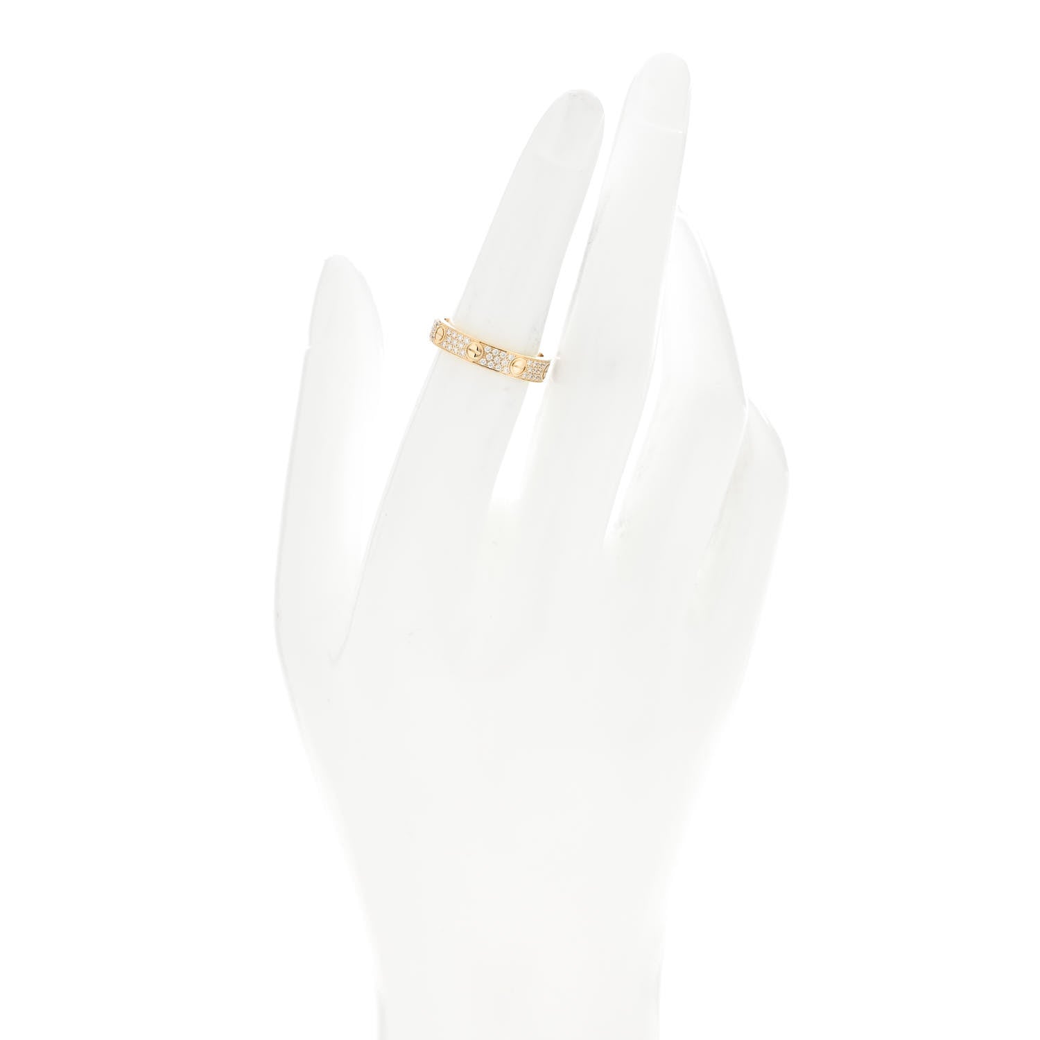 Cartier 18K Yellow Gold Diamond 4mm LOVE Wedding Paved Band Ring 52 6 2 of 5