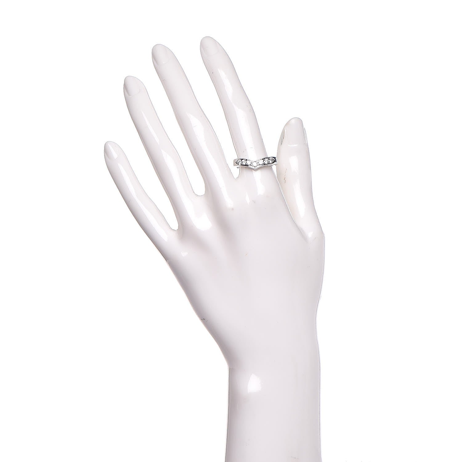 Tiffany Platinum Diamond V Ring 56 7.5 2 of 5