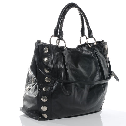 Miu Miu Soft Calfskin Hammered Stud Shopping Tote Nero 3 of 8