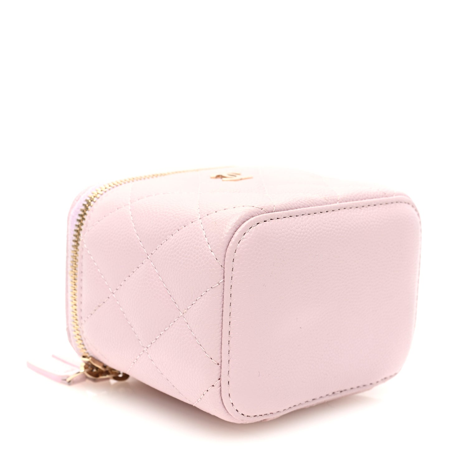 Caviar Quilted Mini Vanity Case With Chain Light Pink