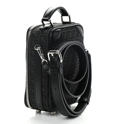 Fendi Recycled Fabric Jacquard Vitello Astro Micro FF Mini Trolley Bag Asfalto Black 3 of 11