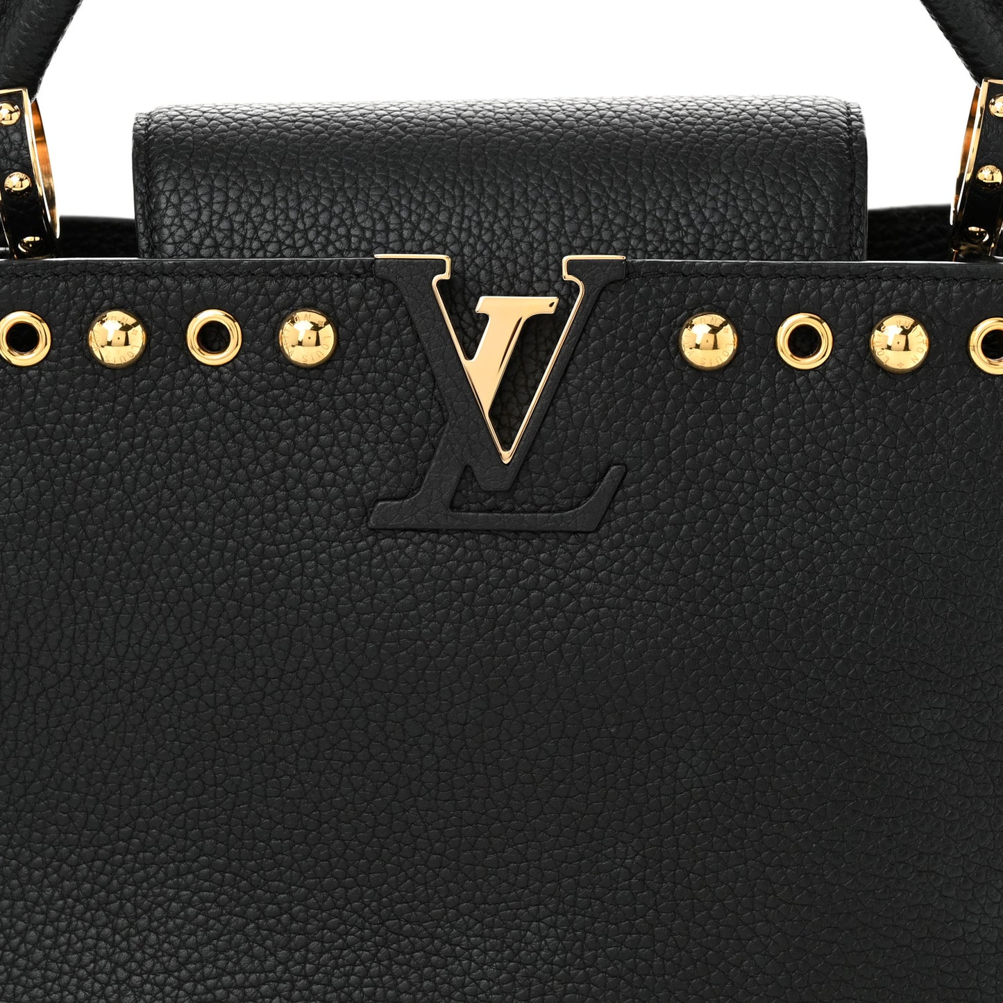 Taurillon Studded Capucines PM Black