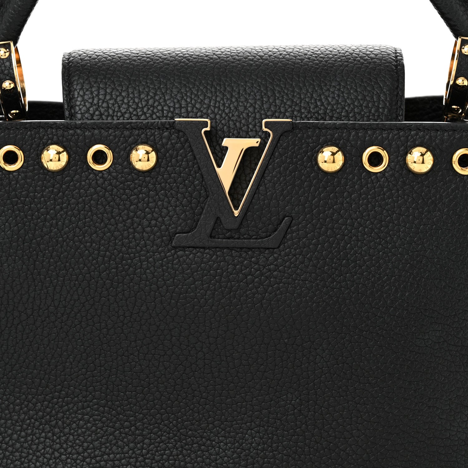 Louis Vuitton Taurillon Studded Capucines PM Black 7 of 10