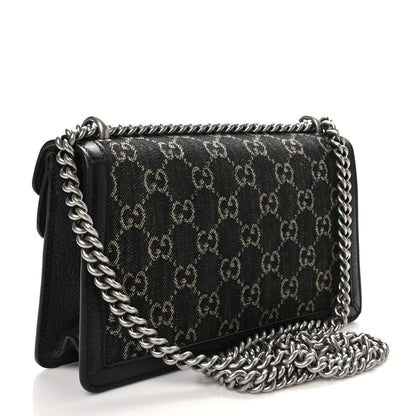 Gucci Jacquard Black Denim GG Monogram Textured Dollar Calfskin Small Dionysus Shoulder Bag Black Ivory 3 of 9