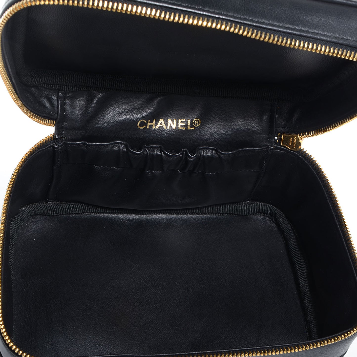 Lambskin Vanity Cosmetic Bag Black