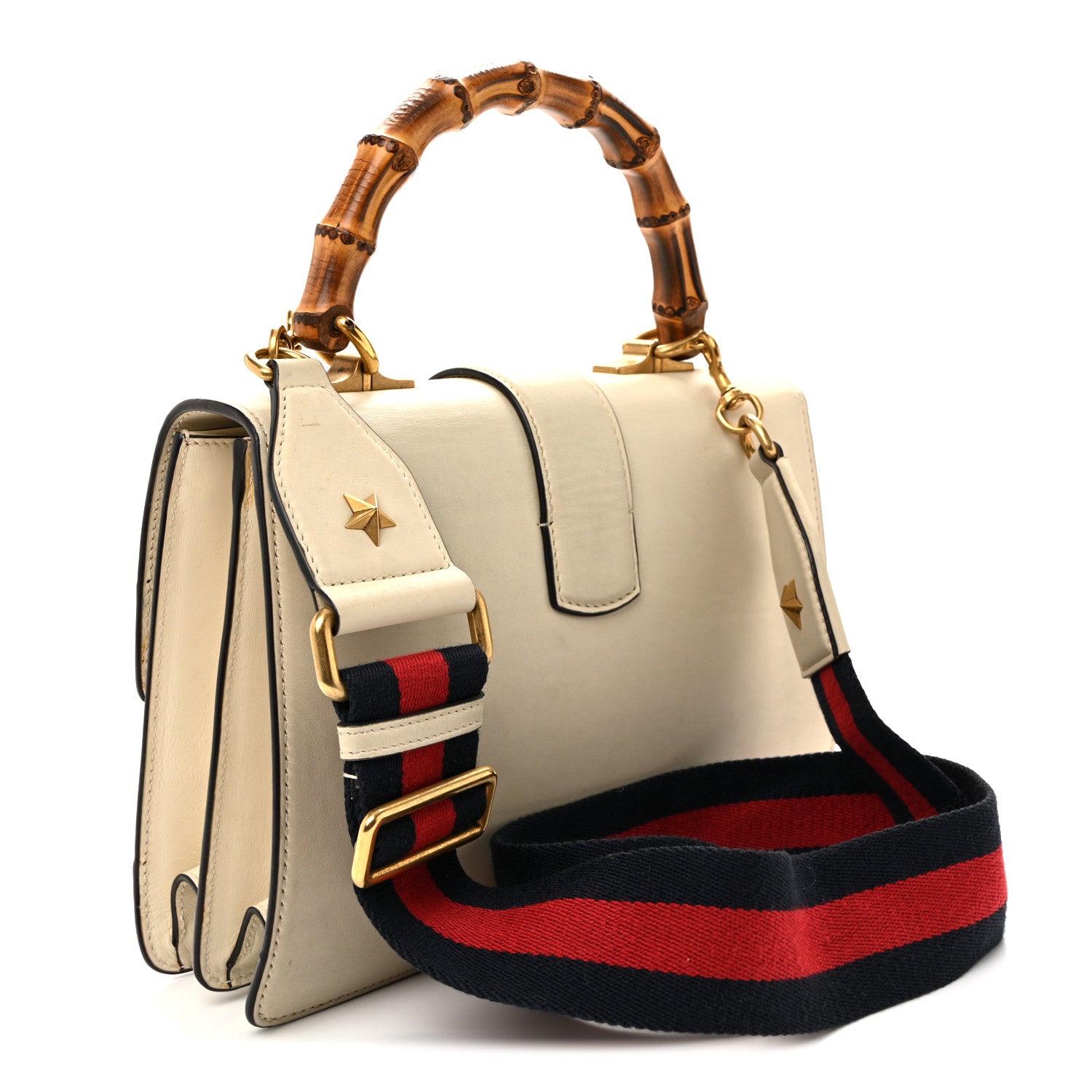 Gucci Calfskin Bamboo Web Medium Dionysus Top Handle Bag White Blue Hibiscus Red 3 of 16