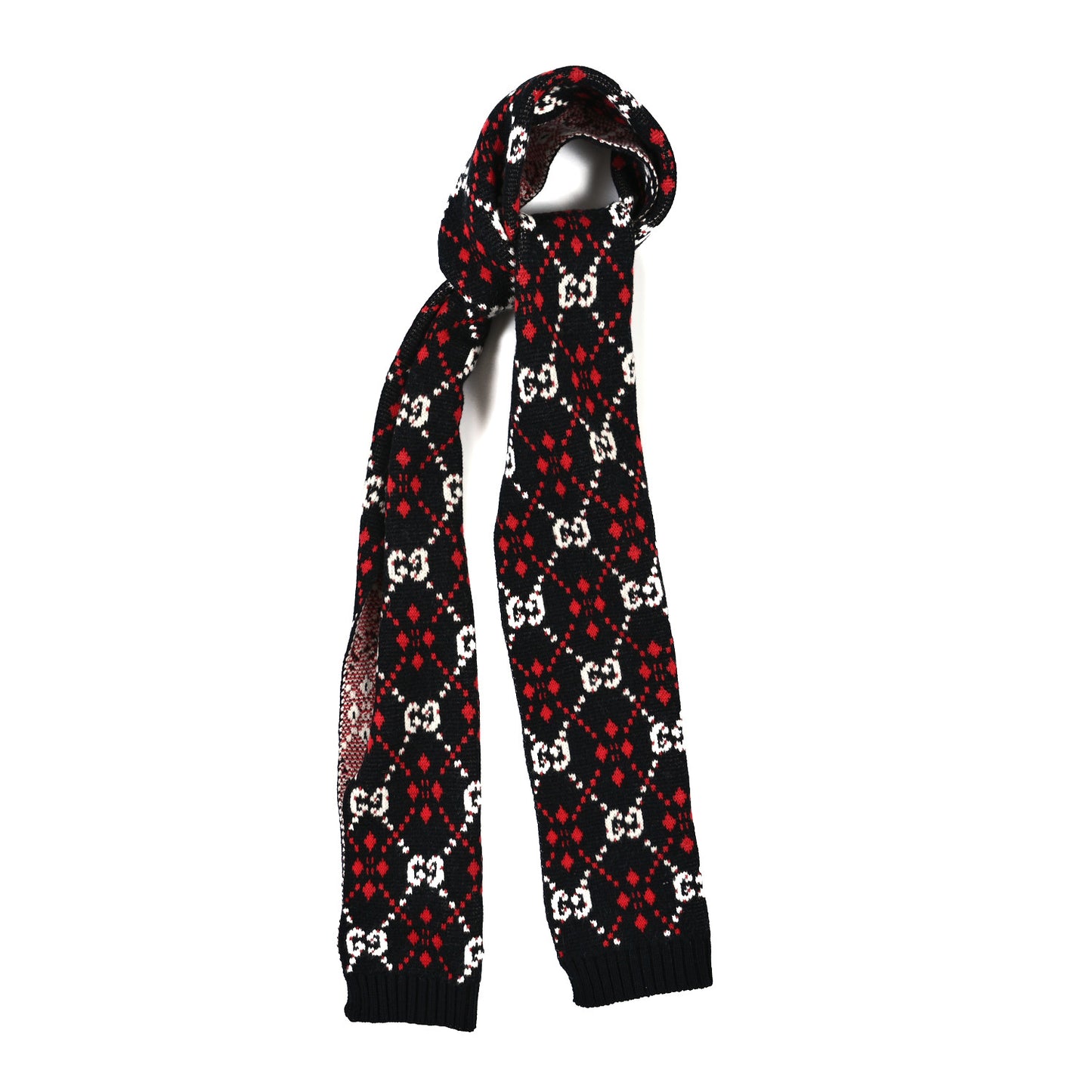 Wool GG Monogram Scarf Red Black Blue
