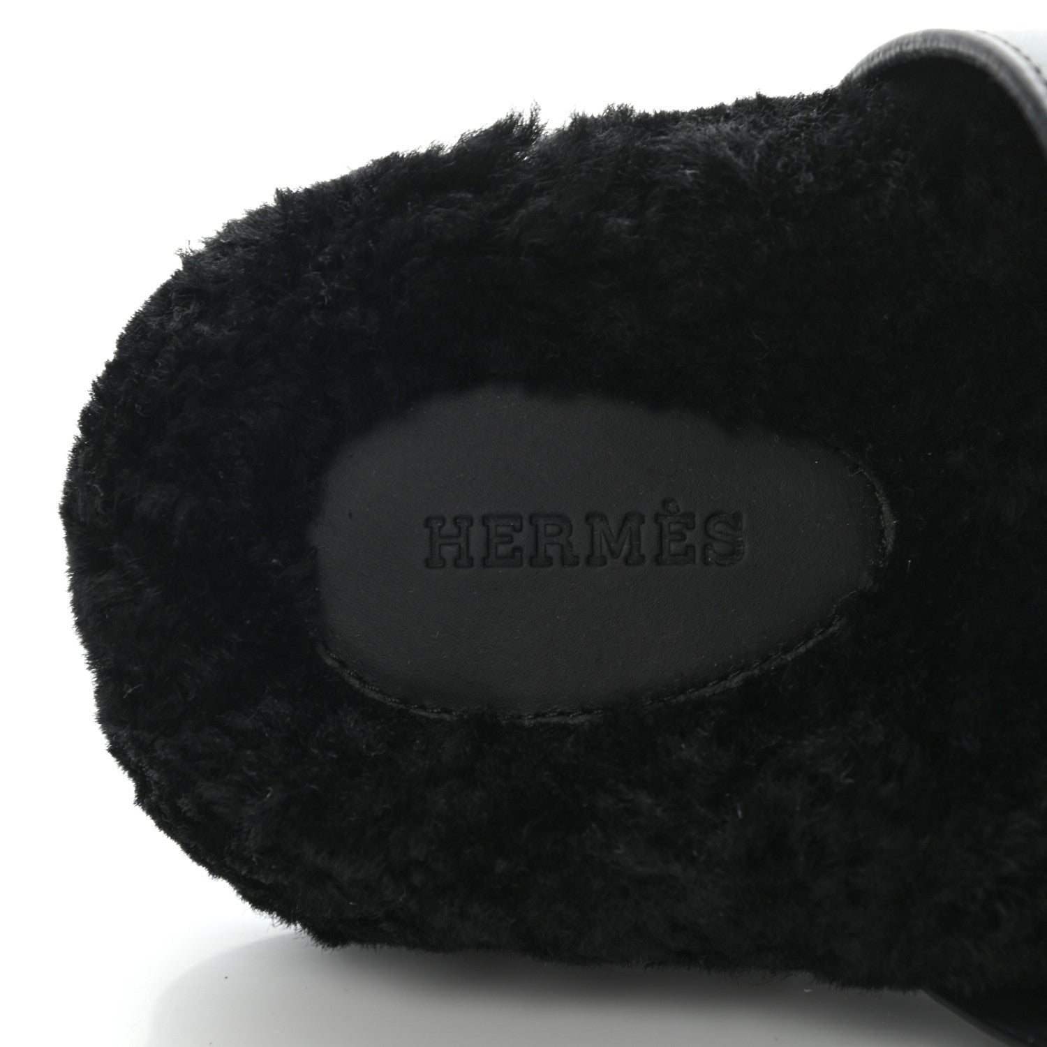 Hermes Calfskin Woolskin Womens Chypre Sandals 38.5 Black 7 of 8
