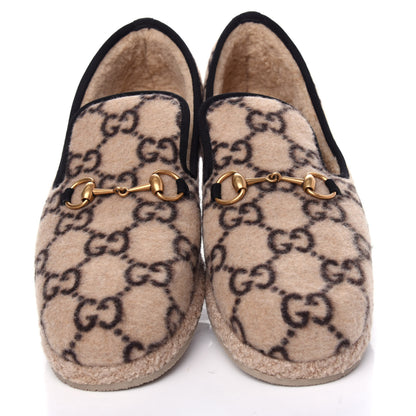 Gucci Covered Wool GG Monogram Mens Fria Horsebit Loafers 10.5 Beige Ebony Black Butterscotch 5 of 11