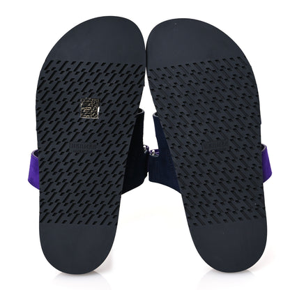 Hermes Suede Goatskin Womens Chypre Sandals 39 Marine Violet Majorette 7 of 10