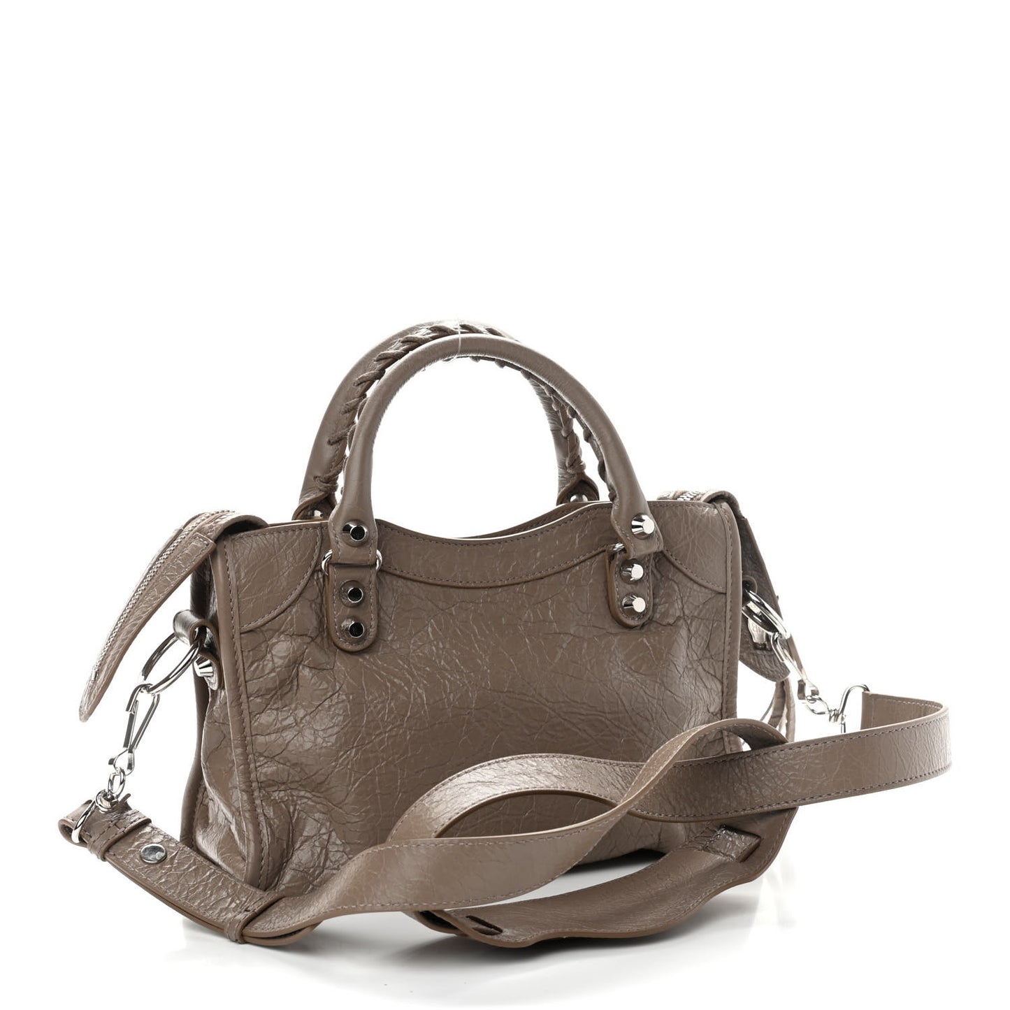 Agneau Classic Silver Hardware Mini City Dark Mink Grey