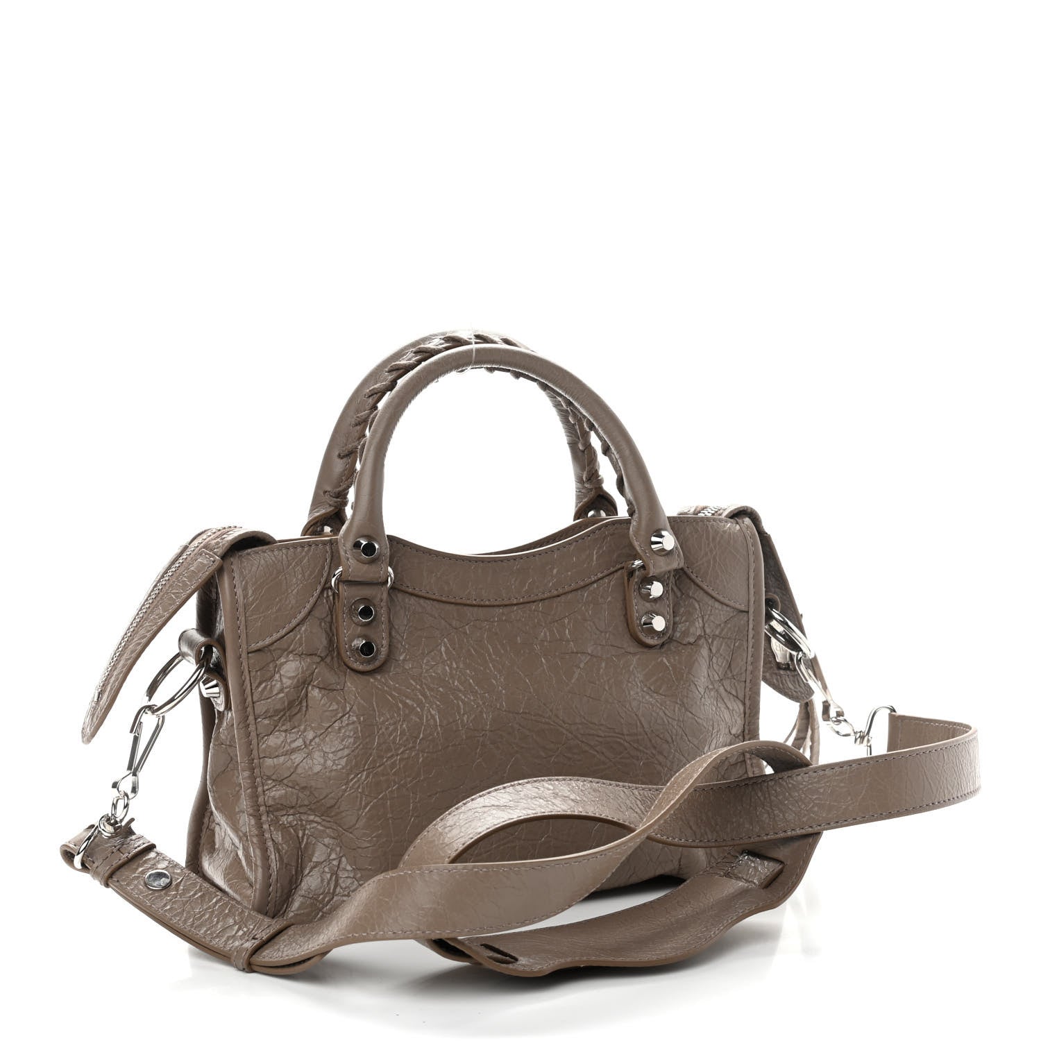 Balenciaga Agneau Classic Silver Hardware Mini City Dark Mink Grey 3 of 10