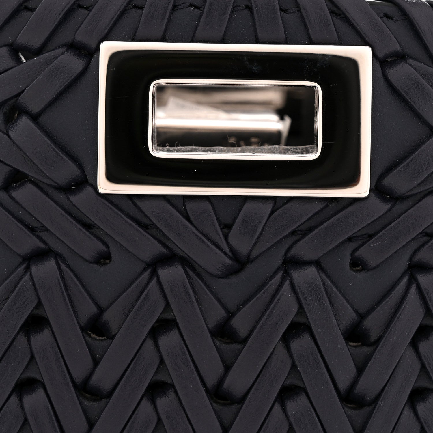 Fendi Vitello King Shiny Nappa Intreccio Petite Peekaboo I SEE U Satchel Midnight 12 of 12