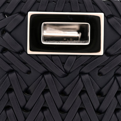 Fendi Vitello King Shiny Nappa Intreccio Petite Peekaboo I SEE U Satchel Midnight 12 of 12