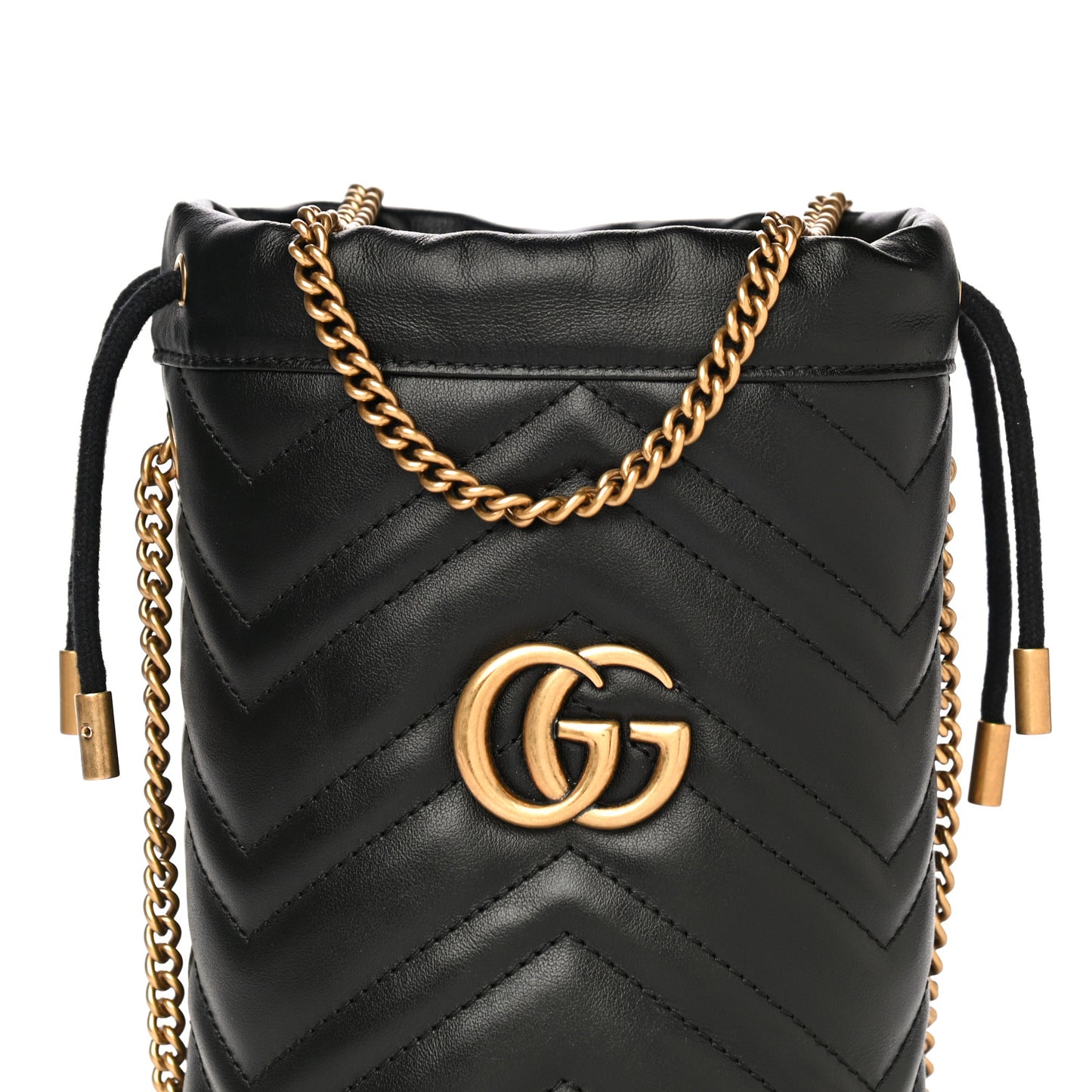 Calfskin Matelasse Mini GG Marmont 2.0 Bucket Bag Black