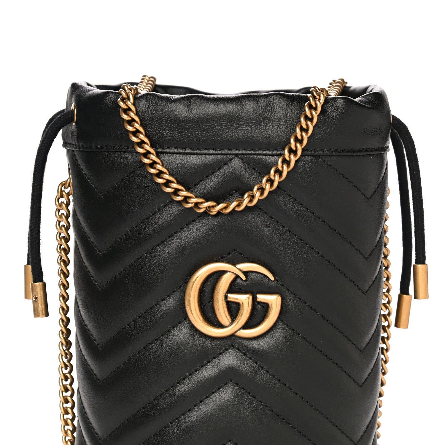 Gucci Calfskin Matelasse Mini GG Marmont 2.0 Bucket Bag Black 8 of 10