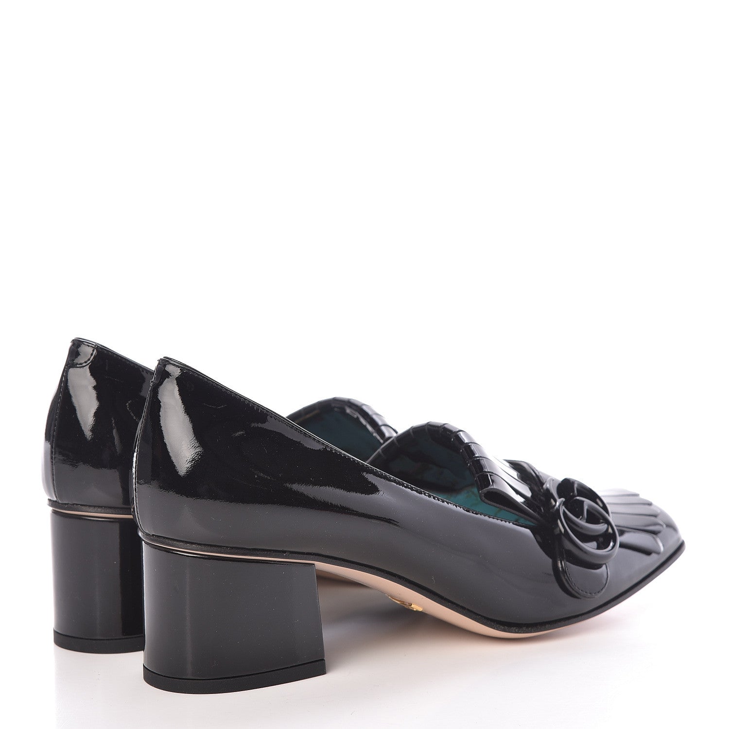 Gucci Vernice GG Marmont Fringe 50mm Loafer Pumps 38 Black 4 of 7