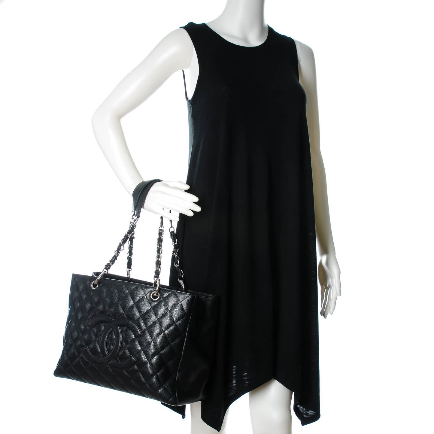 Caviar Quilted Grand Shopping Tote GST Black