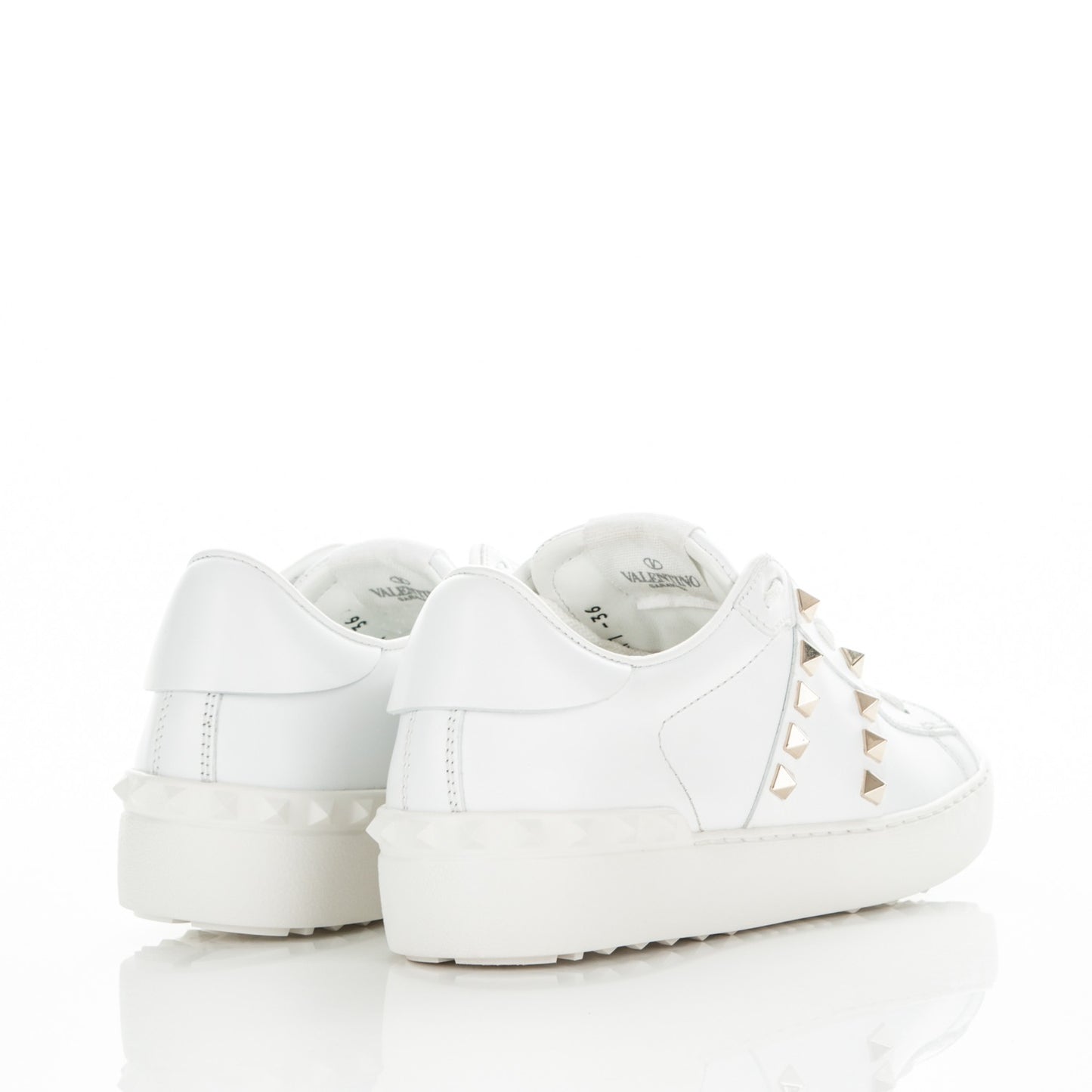 Calfskin Rockstud Untitled Open Sneakers 36 White
