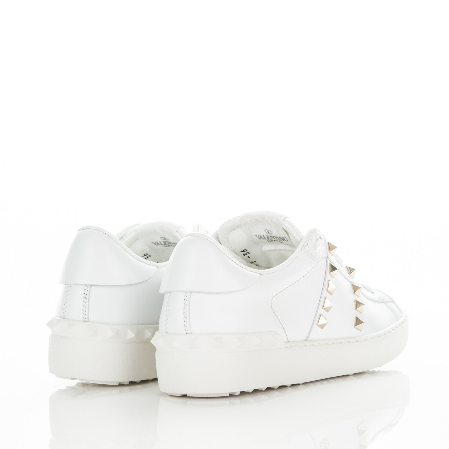 Valentino Garavani Calfskin Rockstud Untitled Open Sneakers 36 White 4 of 7